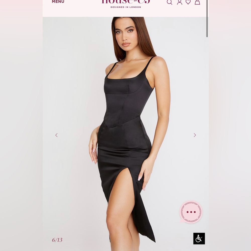 House of CB Casimira - Black Satin Corset Midi Dress (M +)